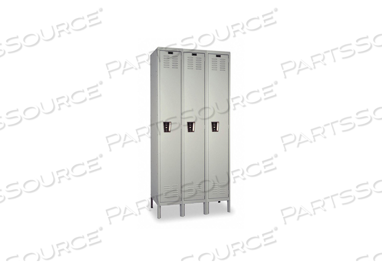OEM#: UMS3888-1A-PL-AMMEDSAFE SINGLE TIER 3 DOOR ANTIMICROBIAL LOCKER, 18WX18DX72H, LT GRAY, ASSEMBLED by Hallowell