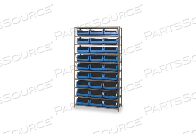 OEM#: MSU-531BLMSU-531 STEEL SHELVING WITH 27 MAGNUM GIANT HOPPER BINS BLUE, 18X42X75 by Quantum Storage Systems