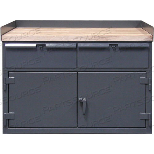 74 X 30 CABINET WORKBENCH WITH MAPLE TOP & DRAWERS