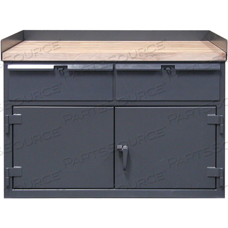 74 X 30 CABINET WORKBENCH WITH MAPLE TOP & DRAWERS