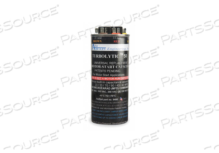 OEM#: TURBOLYTIC 50MOTOR START CAPACITOR 23-302 MFD ROUND by Global