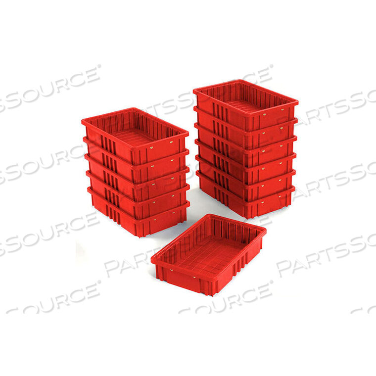 OEM#: DG92035RDGLOBAL INDUSTRIAL PLASTIC DIVIDABLE GRID CONTAINER DG92035,16-1/2L X 10-7/8W X 3-1/2H, RED by Quantum Storage Systems