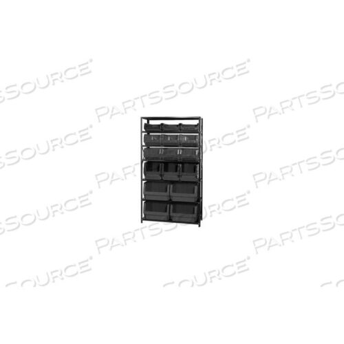 OEM#: MSU-16-MIXBKMSU-16-MIX STEEL SHELVING WITH 16 MAGNUM GIANT HOPPER BINS BLACK, 18X42X75 by Quantum Storage Systems