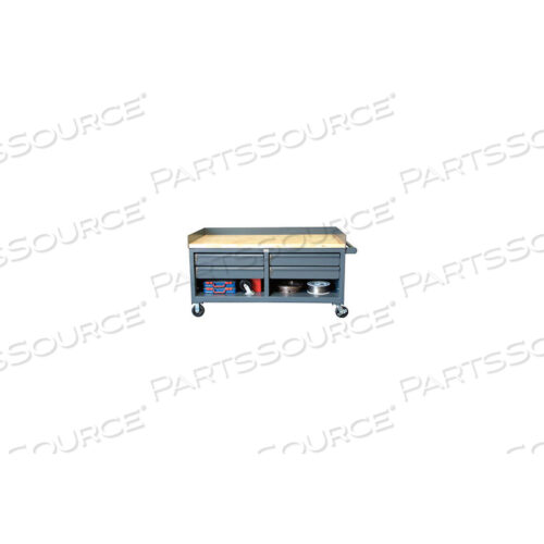 MOBILE CABINET WORKBENCH WITH KEY LOCK DRAWERS - 72 W X 36 D X 26 H