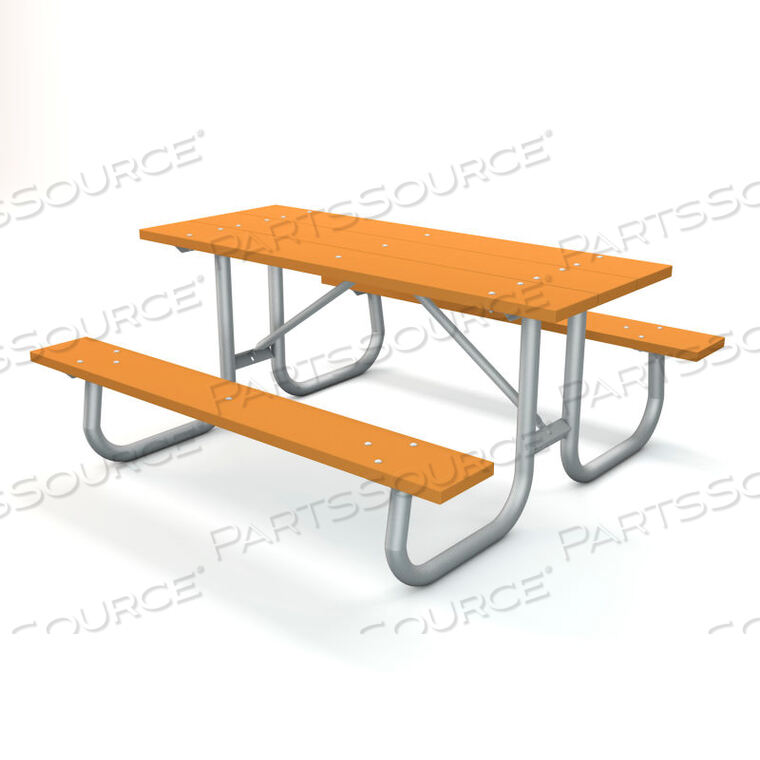 OEM#: PB 6CEDGFPICGL6 RECYCLED PLASTIC RECTANGULAR PICNIC TABLE WITH GALVANIZED FRAME, CEDAR by Jayhawk Plastics