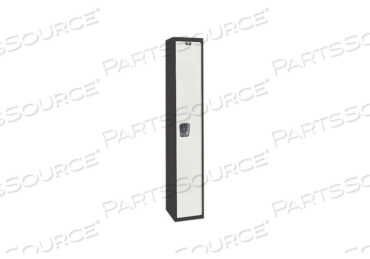 OEM#: U1282-1MPSINGLE TIER 1 DOOR BLACK TIE STEEL LOCKER, 12WX18DX72H, BLACK/LIGHT GRAY, UNASSEMBLED by Hallowell