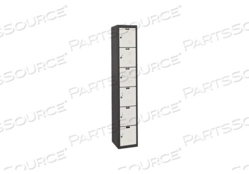 OEM#: U1282-6MPSIX TIER 6 DOOR BLACK TIE STEEL LOCKER, 12WX18DX12H, BLACK/LIGHT GRAY, UNASSEMBLED by Hallowell