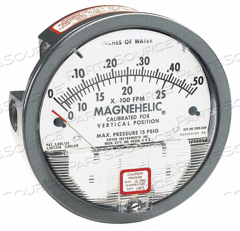 OEM#: 2000-00AVPRESSURE GAUGE 0 TO 0.25 IN H2O by Dwyer Instruments