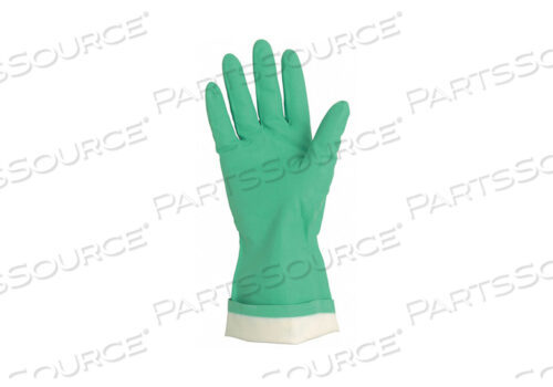 GREEN FLOCK LINED NITRILE, 15 MIL, STRAIGHT CUFF, SIZE 11.5, ECONOMY