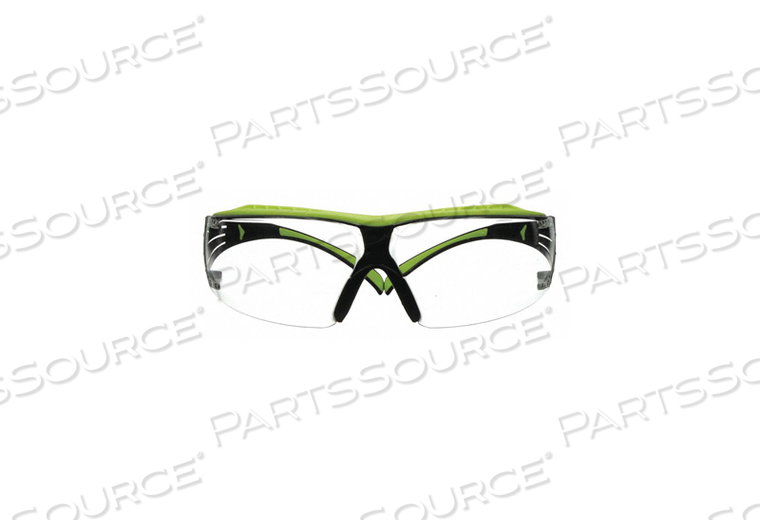 3M SECUREFIT 400 SERIES SAFETY GLASSES SF401XSGAF-GRN, HI-VIS GREEN/CLEAR, CLEAR SCOTCHGARD ANTI-FOG/ANTI-SCRATCH LENS