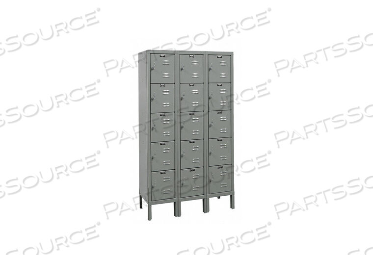 OEM#: U3256-5HGFIVE TIER 15 DOOR PREMIUM STEEL LOCKER, 12WX15DX12H, DARK GRAY, UNASSEMBLED by Hallowell