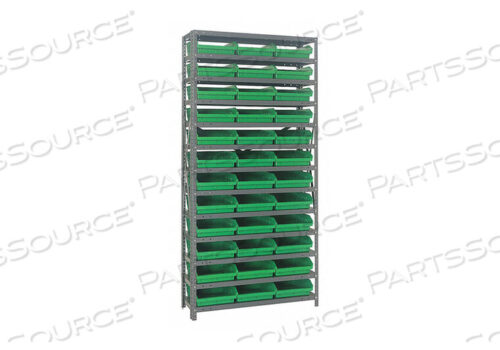 OEM#: 1275-109GNBIN SHELVING 75 OVERALL H 36 BINS GREEN by Quantum Storage Systems
