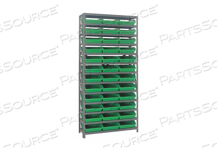 OEM#: 1275-109GNBIN SHELVING 75 OVERALL H 36 BINS GREEN by Quantum Storage Systems