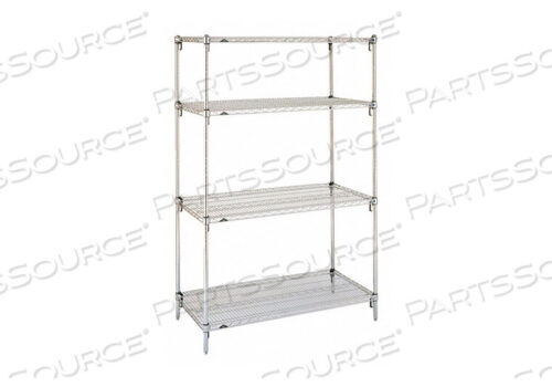 OEM#: A566CMETRO SUPER ADJUSTABLE SUPER ERECTA A566C 4-SHELF INDUSTRIAL WIRE SHELVING STARTER UNIT, CHROME, 24 X 60 X 63 by Intermetro Industries (Emerson)