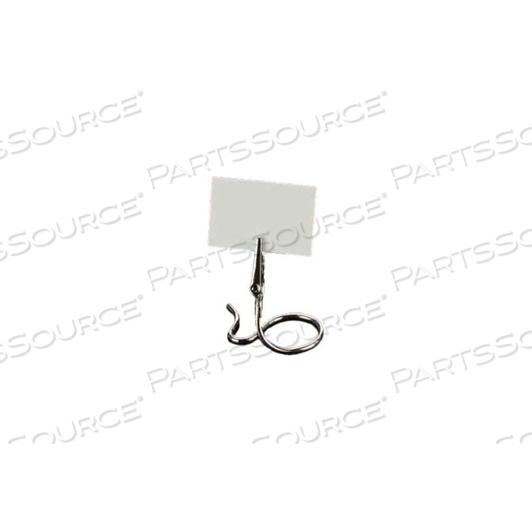 ALLIGATOR CLIP CARD HOLDER, SWIRLY BASE, S DESIGN, CHROME