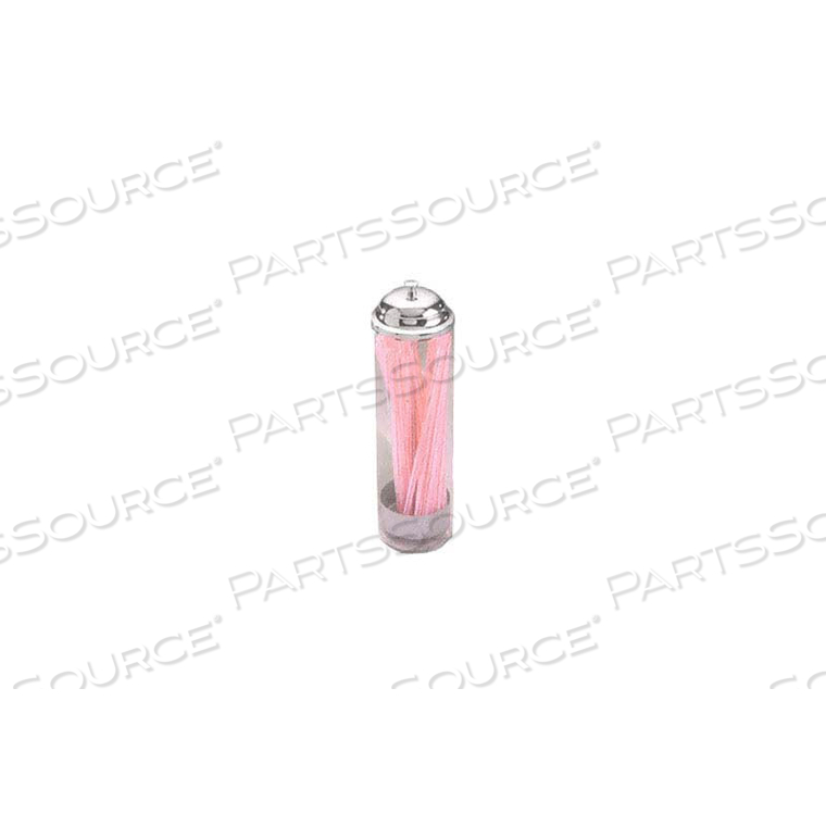 STRAW DISPENSER 3-1/2 X 10-3/4 CLEAR PLASTIC, REMOVABLE METAL DISPENSER