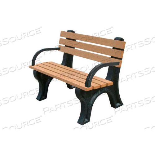OEM#: ASM-EM4BA-02-BK/BNECONO-MIZER 4 FT. BACKED BENCH WITH ARMS, BROWN BENCH/BLACK FRAME by Polly Products