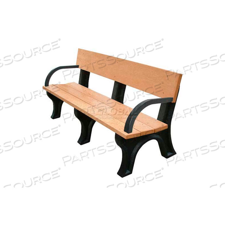OEM#: ASM-LB6BA-02-BN/CDLANDMARK 6 FT. BACKED BENCH WITH ARMS, CEDAR BENCH/BROWN FRAME by Polly Products