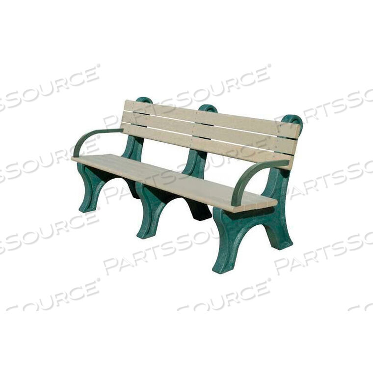 OEM#: ASM-PC6BA-01-BN/BNPARK CLASSIC 6 FT. BACKED BENCH WITH ARMS, BROWN BENCH/BROWN FRAME by Polly Products