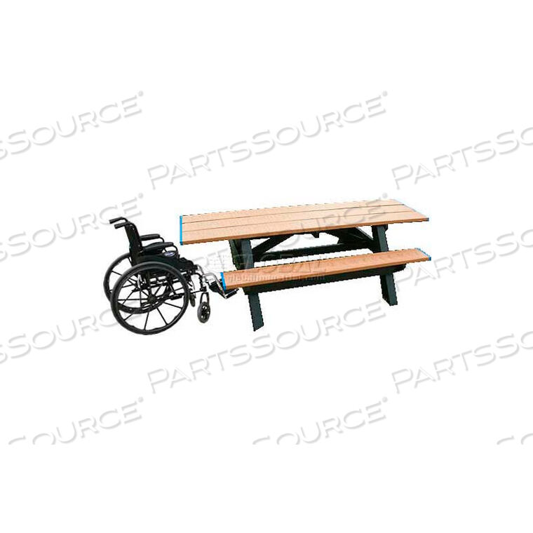OEM#: ASM-SPT2HA-03-BN/CDSTANDARD 8 PICNIC TABLE ADA COMPLIANT BOTH ENDS, CEDAR TOP & BENCH/BROWN FRAME by Polly Products