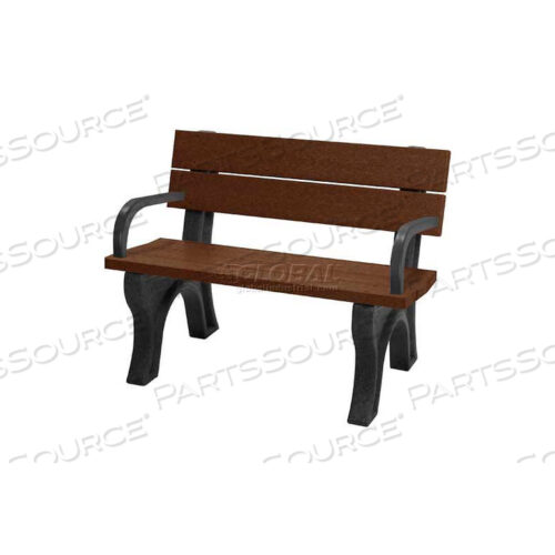 OEM#: ASM-TB4BA-02-BK/BNTRADITIONAL 4 FT. BACKED BENCH WITH ARMS, BROWN BENCH/BLACK FRAME by Polly Products
