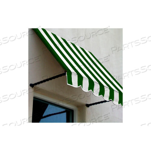 WINDOW/ENTRY AWNING 6-3/8W X 2-9/16H X 2D FOREST GREEN/WHITE