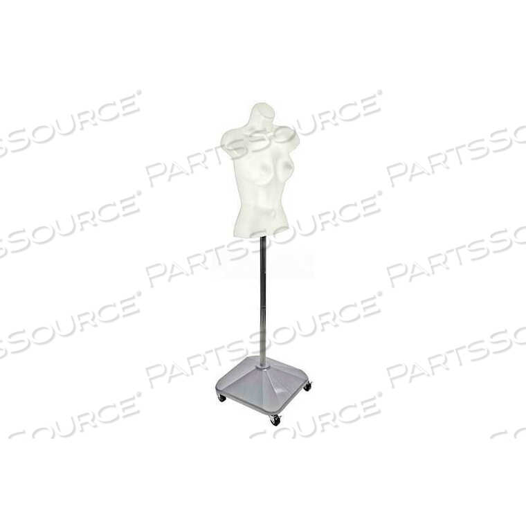 OEM#: 900505-WHTPLASTIC FEMALE FORM ON WHEELED PLASTIC BASE, 60 OAH, WHITE,1 PIECE by Azar International