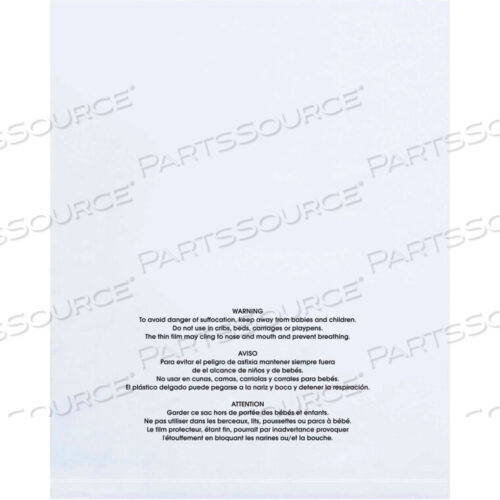 OEM#: PBM10151FLAT SUFFOCATION WARNING POLY BAGS, 10W X 15L 1 MIL CLEAR - 1,000 PACK by Box Packaging Inc