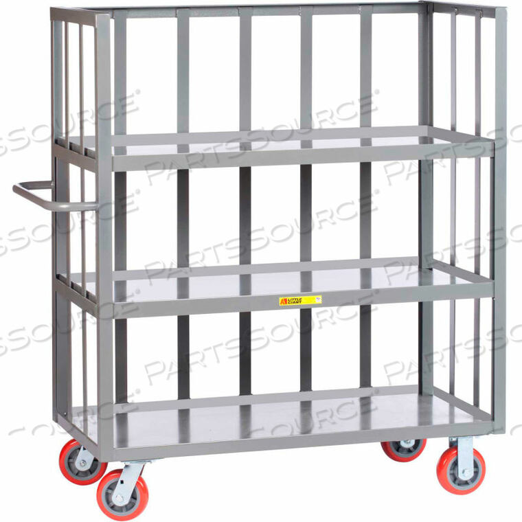 OEM#: S3L-2460-6PY3-SIDED BULK TRUCK, SLAT SIDES, 3 SHLVS W/LIP, 3600 LBS CAP., 24X60, POLY WHEELS by Little Giant