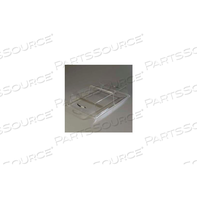 PASTRY TRAY COVER, 26 X 18 X 4, CLEAR ACRYLIC, POLISHED CHROME HANDLE