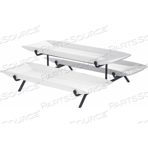 3 LONG MELAMINE PLATTER STAND 18W X 18D X 8-1/2H BLACK