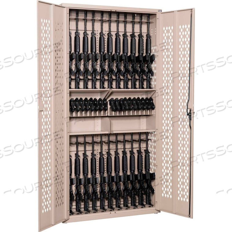 OEM#: AWC84H24R20P-1-WS56ARGOS GUN CABINET AWC84H24R20P-1 - 24 RIFLES & 20 PISTOLS, 2 HALF SHELVES 42X15X84 DESERT SAND by Datum Filing