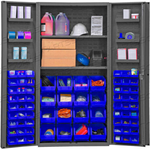 OEM#: DC36-642S6DS-5295GBIN CABINET DEEP DOOR - 64 BLUE BINS, 16 GA. ALL-WELDED CABINET 36 X 24 X 72 by Durham Manufacturing Company