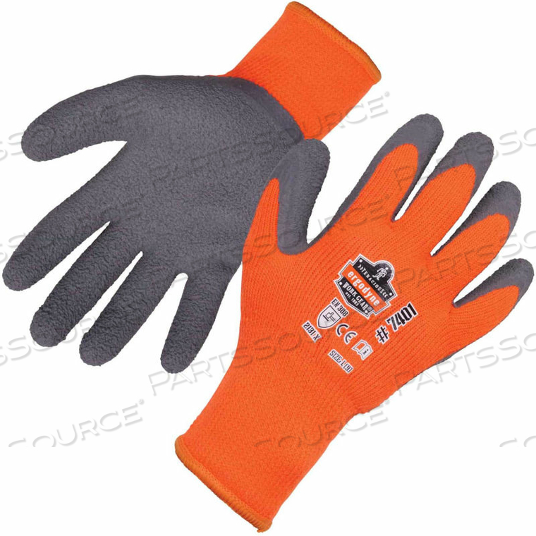 PROFLEX 7401 COATED WATERPROOF WINTER WORK GLOVES, XL, ORANGE