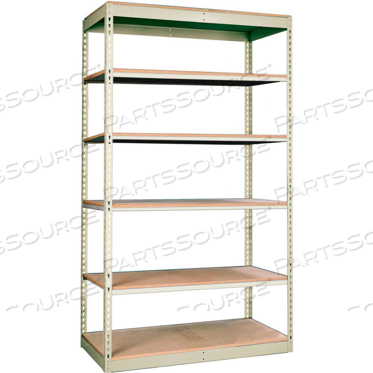 OEM#: SRS481284-6SPRIVETWELL SINGLE RIVET BOLTLESS SHELVING 48W X 12D X 84H 6 LEVELS STARTER W/O DECKING TAN by Hallowell