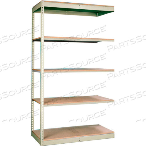 OEM#: SRS481884-5APRIVETWELL SINGLE RIVET BOLTLESS SHELVING 48W X 18D X 84H 5 LEVELS ADD-ON W/O DECKING TAN by Hallowell