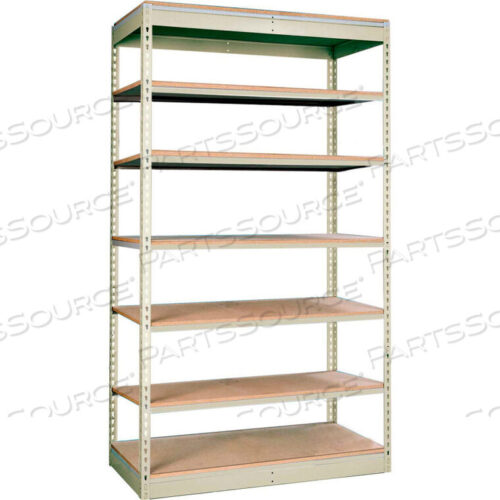 OEM#: SRS482484-7SPRIVETWELL SINGLE RIVET BOLTLESS SHELVING 48W X 24D X 84H 7 LEVELS STARTER W/O DECKING TAN by Hallowell