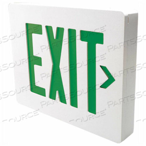 OEM#: SESGWV11SESGW DIE CAST ALUMINUM LED EXIT SIGN, WHITE W/ GREEN LETTERS, SINGLE FACE, DAMP LOCATION by Hubbell Power Systems