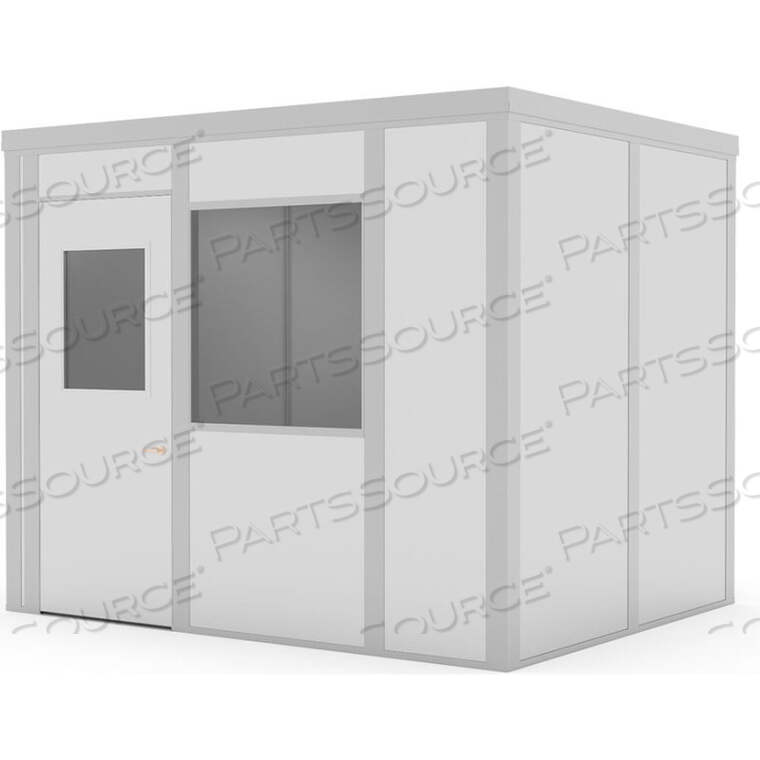 OEM#: GPL810DWCLASS A, 8X10,4 WALL, 1 WINDOW, LT. OAK COLOR WOOD GRAIN DOOR, GRAY WALLS by Porta-King