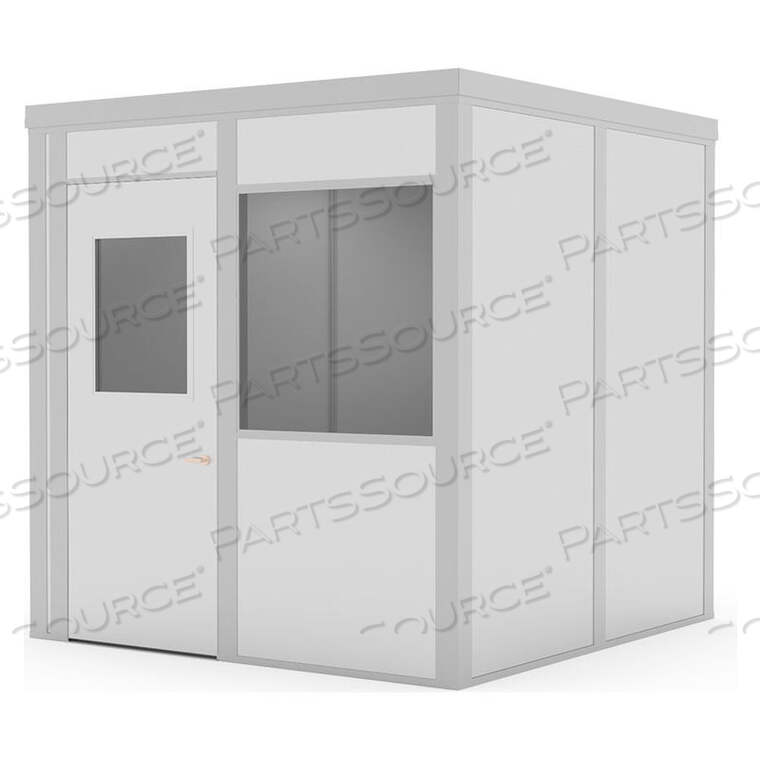 OEM#: GPL88DWCLASS A, 8X8, 4 WALL, 1 WINDOW, LT. OAK COLOR WOOD GRAIN DOOR, GRAY WALLS by Porta-King