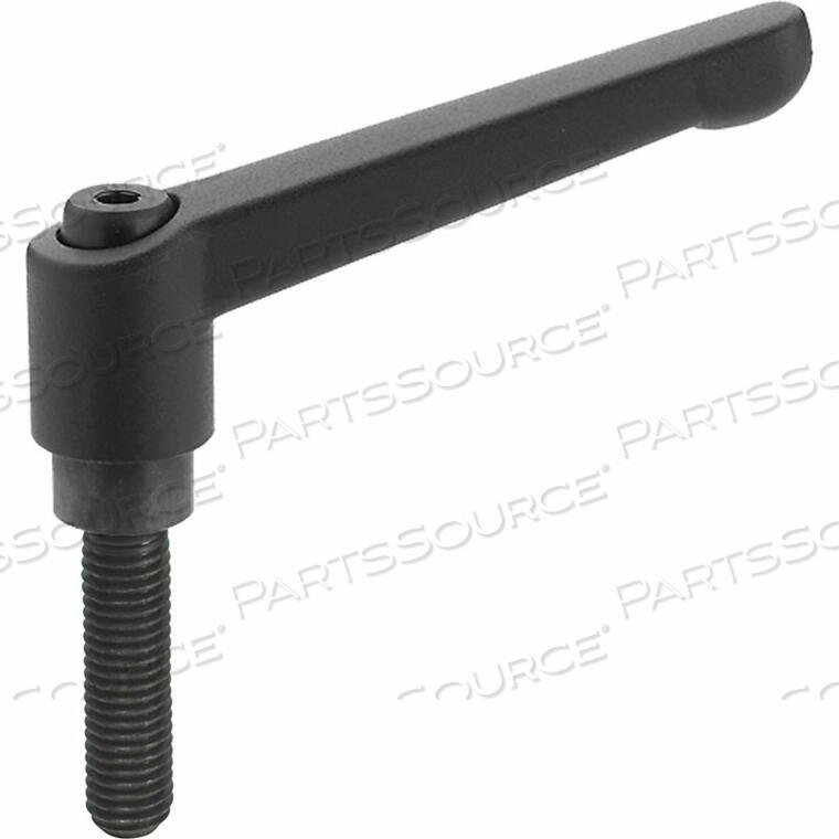 OEM#: 1T25A01KDIE CAST ADJUSTABLE LEVER - #10-32 - 1.77 HANDLE - 0.99 STUD - BLACK - GN300 by J.W. Winco