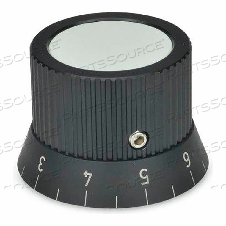 GN726.2 KNURLED CONTROL KNOBS, ALUM., FLANGE, SCALE/GRUB SCREW, 6MM PLAIN BORE, 1.06 DIA