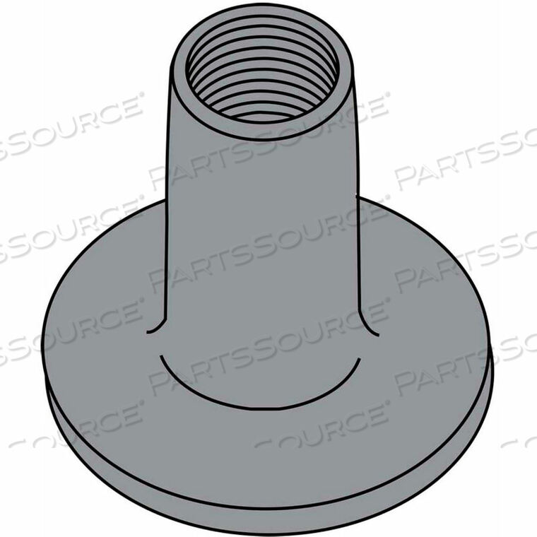 OEM#: 11093NWR10-32X9/32 WELD NUT WITH .750 ROUND BASE STEEL PLAIN, PKG OF 1000 by Kanebridge Corporation