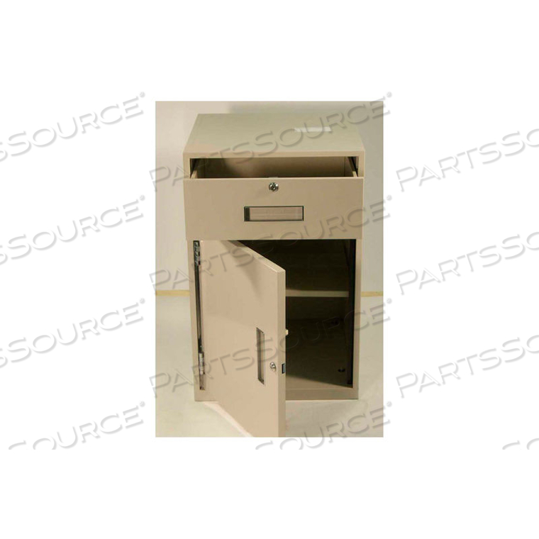 LOWBOY TELLER PEDESTAL CABINET - 1 DRAWER LEFT HINGED DOOR 18 X 19 X 27-7/8 CHAMPAGNE