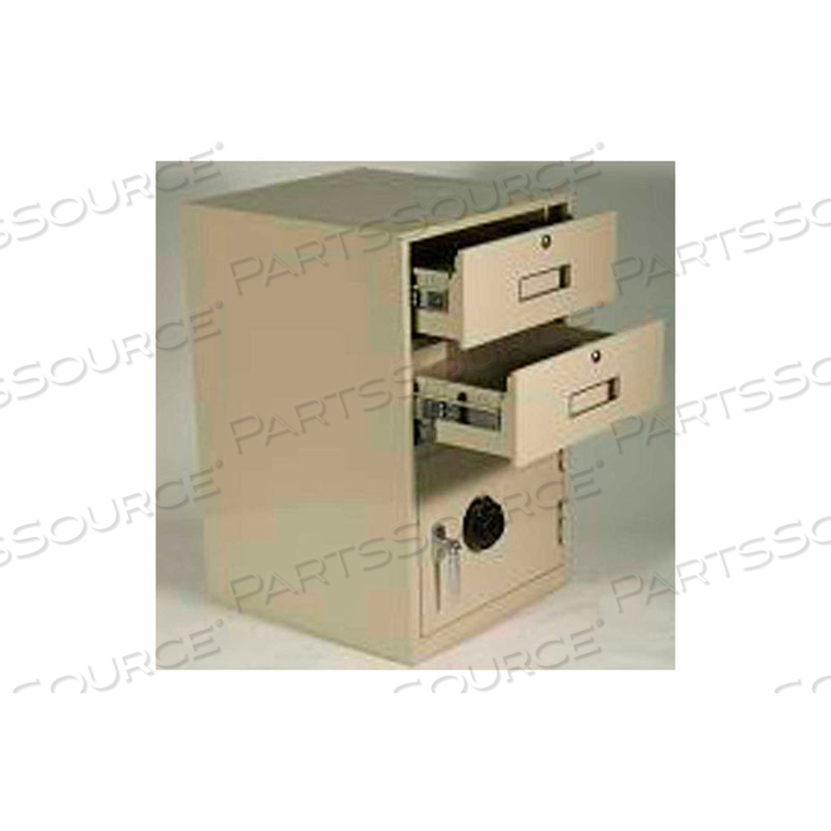 LOWBOY PEDESTAL SAFE - 2 DRAWERS THICK FULL RIGHT HINGED DOOR 18X19X27-7/8 GRAY