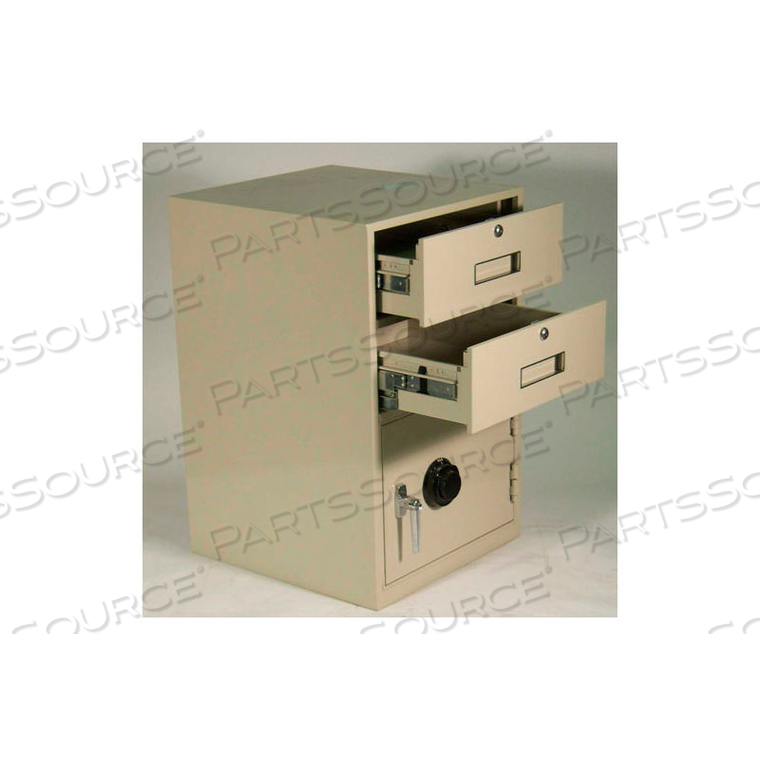 LOWBOY PEDESTAL SAFE - 2 DRAWERS THICK FRAME LEFT HINGED DOOR 18X19X27-7/8 CHAMPAGNE