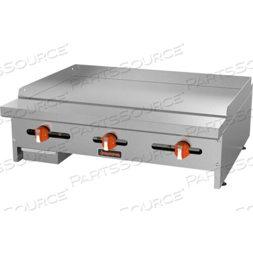 SIERRA RANGE - GRIDDLE, 36W, 3 U-SHAPED BURNERS, 23,000 BTU EACH, 3/4 POLISHED STEEL PLATE