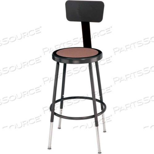 OEM#: 6218HB-10INTERION« STEEL SHOP STOOL W/BACKREST AND HARDBOARD SEAT - ADJUSTABLE HEIGHT 19-27 - BLACK - 2PK by National Public Seating