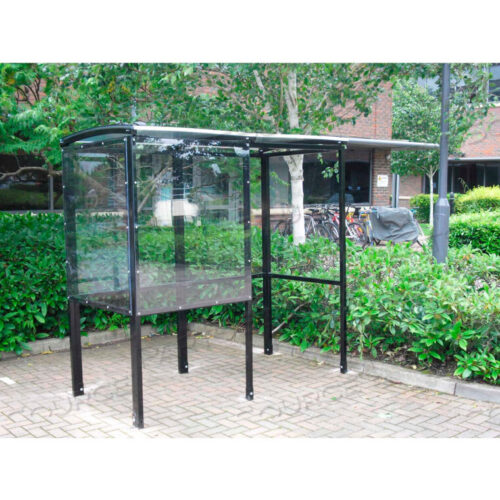 OEM#: SR1551-BLK4-SIDED SMOKING SHELTER - HALF SIDE PANELS - 7W X 36D X 711H CLEAR ROOF by No Butts Bin Co.