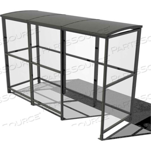 OEM#: SR1559-F-BLK4-SIDED SMOKING SHELTER - FREESTANDING - 104W X 36D X 711H ALUMINUM ROOF by No Butts Bin Co.